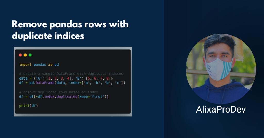 Remove pandas rows with duplicate indices